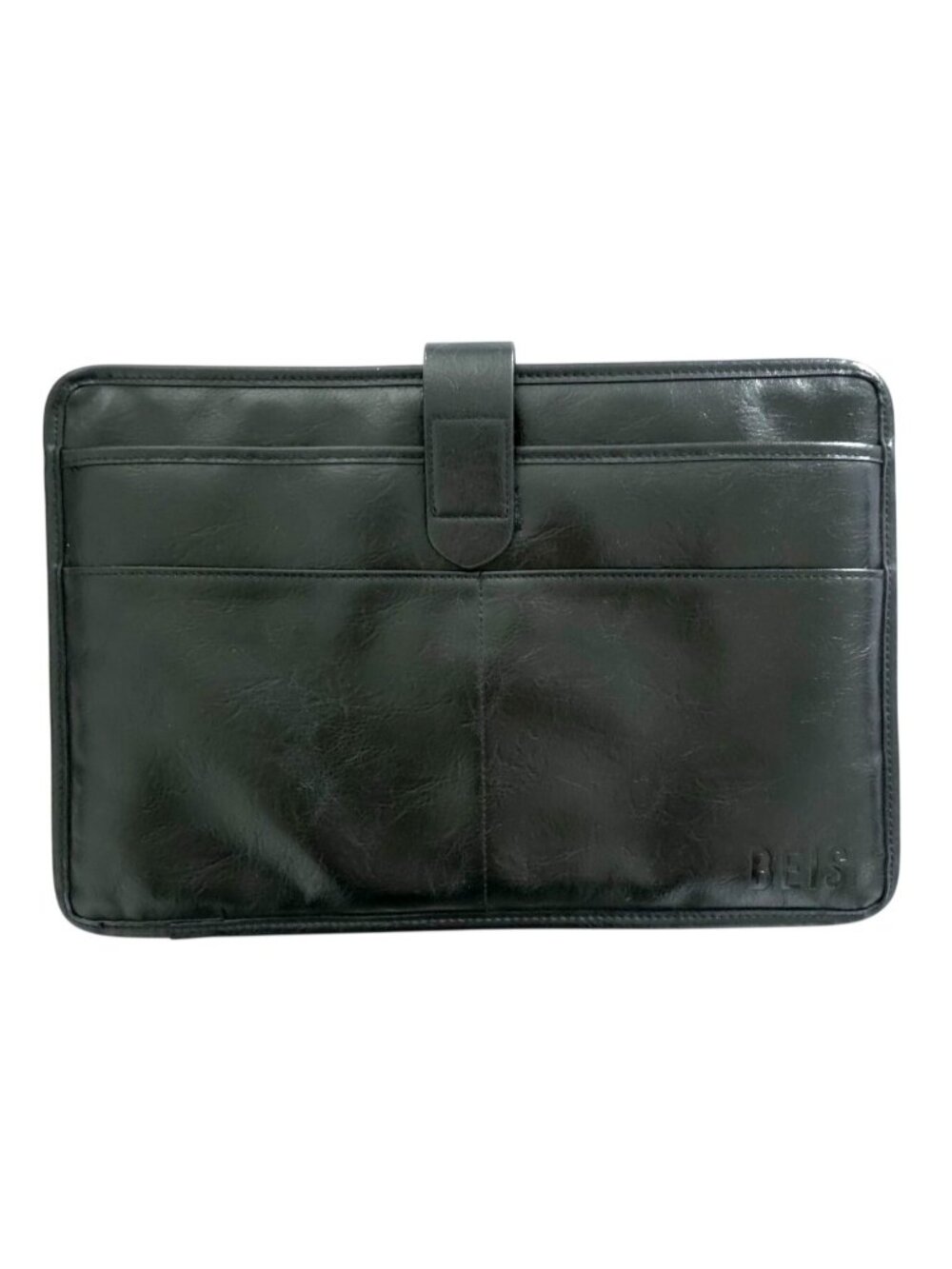 Béis Black Faux Leather Laptop / Tablet Work Travel Sleeve 15" x 10"